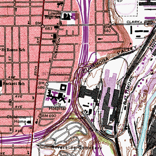 Topographic Map of Interchange 247, OH