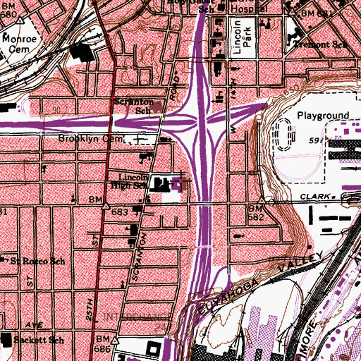 Topographic Map of Lincoln Junior High School, OH