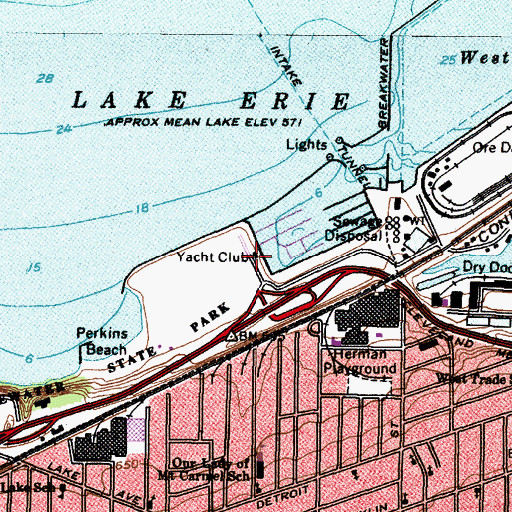 Topographic Map of Edgewater Yacht Club, OH