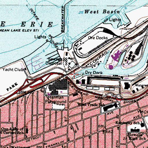 Topographic Map of Channel Park Marina, OH