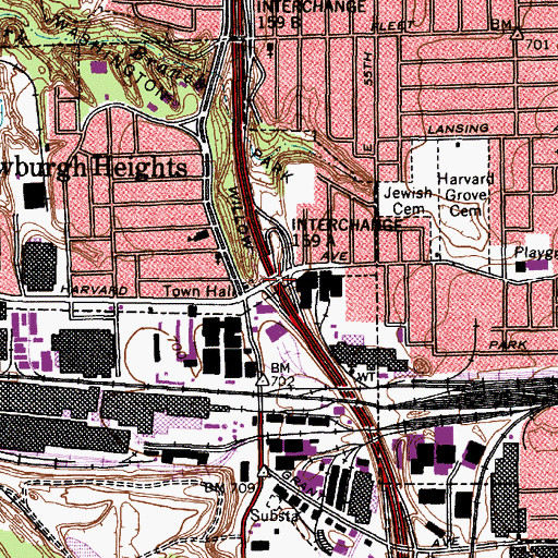 Topographic Map of Interchange 159A, OH