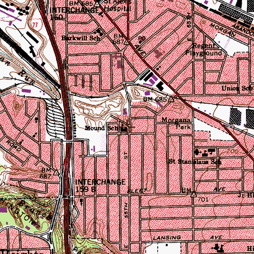 Topographic Map of Mound Elementary School (historical), OH