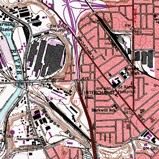 Topographic Map of Interchange 160, OH