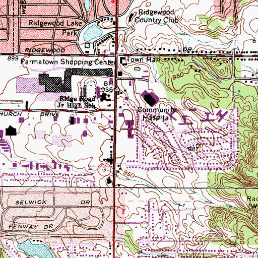 Topographic Map of Ridge-Day Shopping Center, OH