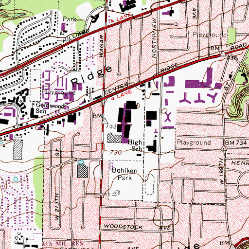 Topographic Map of Westgate Shopping Center, OH