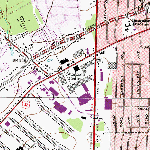 Topographic Map of Southland Shopping Center, OH