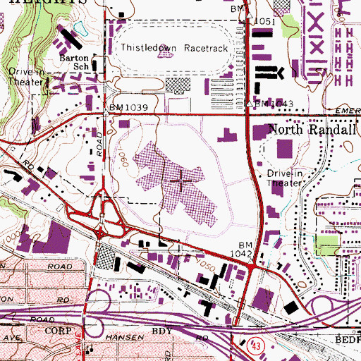 Topographic Map of Randall Park Mall Shopping Center, OH