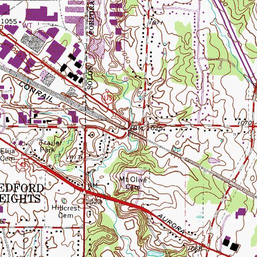Topographic Map of Channons Crossing, OH
