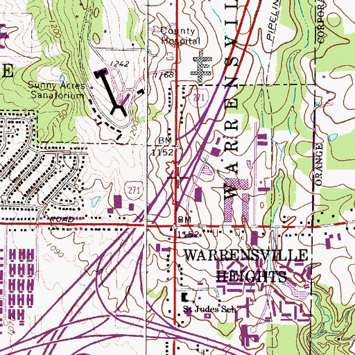 Topographic Map of Interchange 28, OH