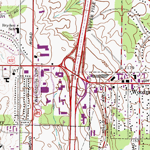 Topographic Map of Interchange 29, OH