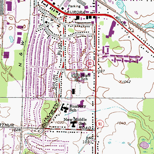 Topographic Map of Solon High School, OH