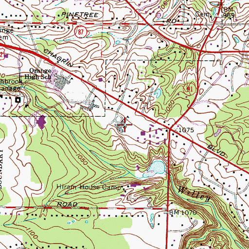 Topographic Map of Pepper Pike Elementary School, OH