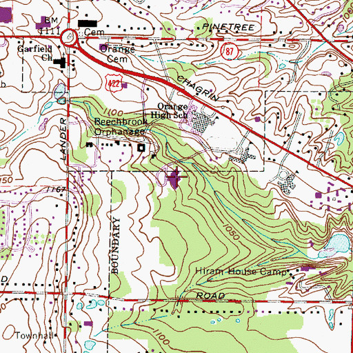 Topographic Map of Moreland Hills Primary School, OH