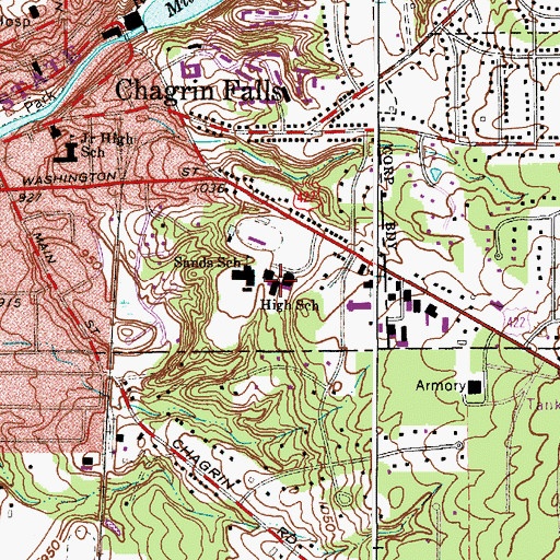 Topographic Map of Chagrin Falls High School, OH