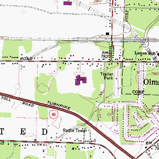 Topographic Map of Olmsted Falls High School, OH