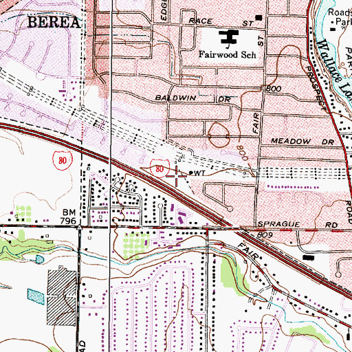 Topographic Map of Lou Groza Field, OH