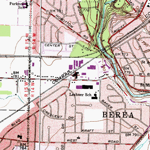 Topographic Map of Bagley Plaza Shopping Center, OH