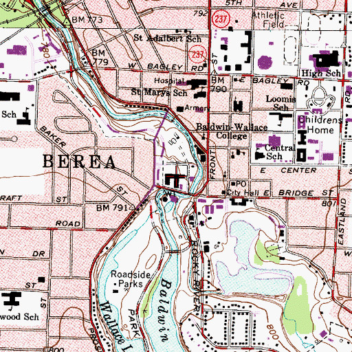 Topographic Map of Parkway Shops Shopping Center, OH