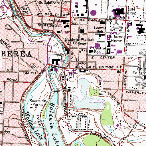 Topographic Map of Berea Commons Shopping Center, OH