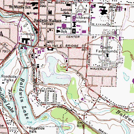Topographic Map of Adams Street Cemetery, OH