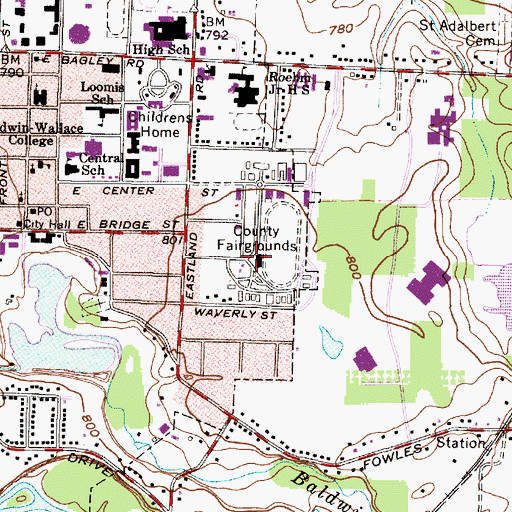 Topographic Map of Cuyahoga County Fairgrounds, OH