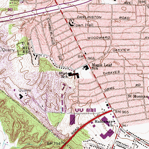 Topographic Map of Garfield Heights High School, OH