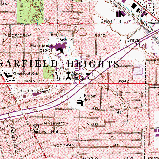 Topographic Map of Interchange 22, OH