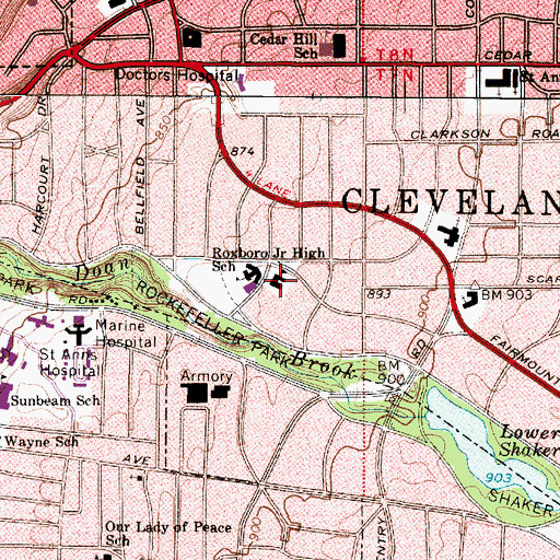 Topographic Map of Roxboro Elementary School, OH