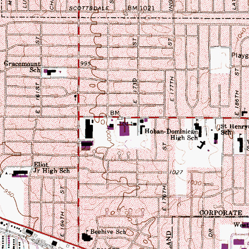 Topographic Map of J F Kennedy High School, OH