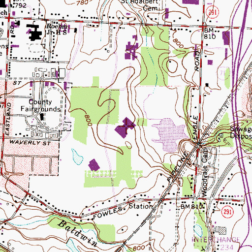 Topographic Map of Polaris Vocational Center, OH