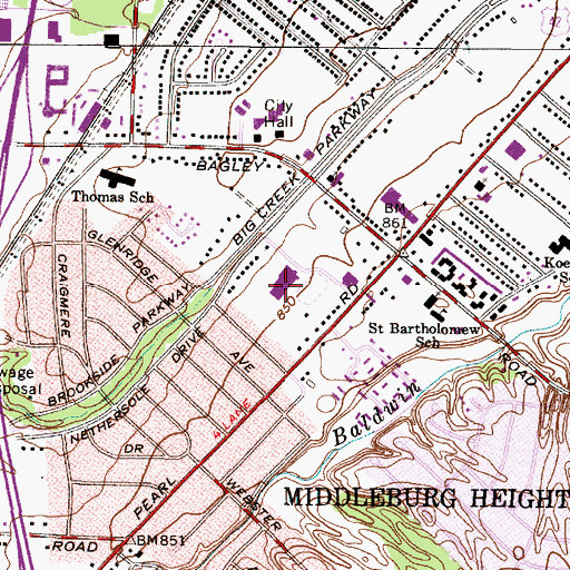 Topographic Map of Big Creek Elementary School, OH