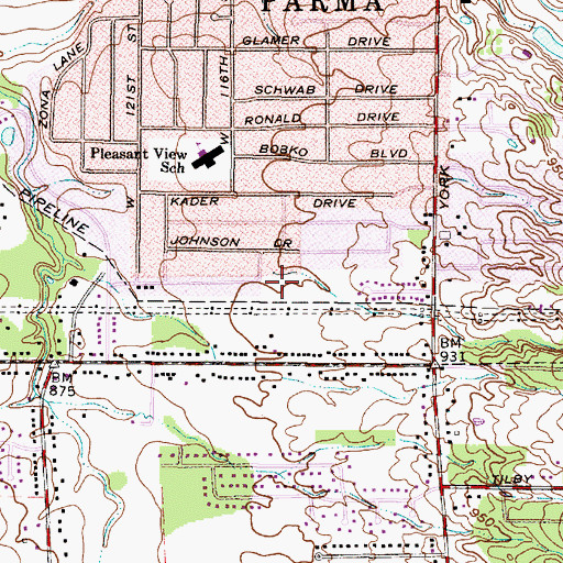 Topographic Map of Bonny Banks Park, OH