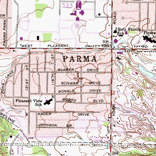 Topographic Map of Glamer Park, OH