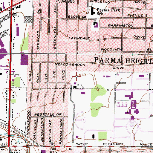 Topographic Map of Nathan Hale Park, OH