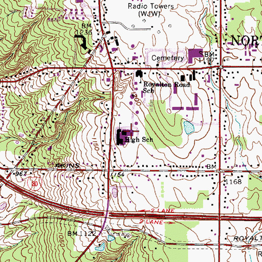 Topographic Map of North Royalton High School, OH