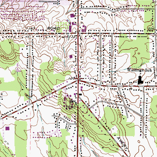 Topographic Map of Walling Corners, OH