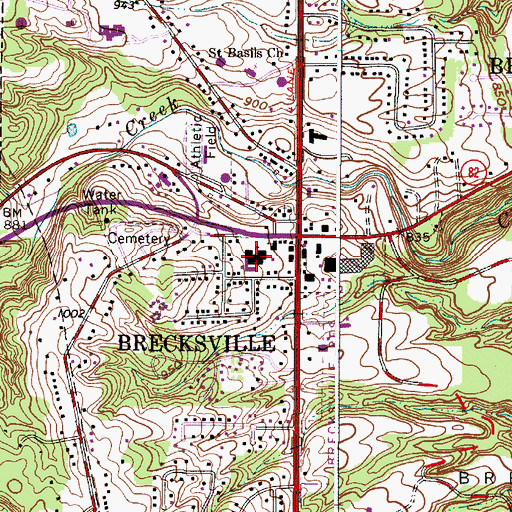 Topographic Map of Brecksville-Broadview Heights Middle School, OH