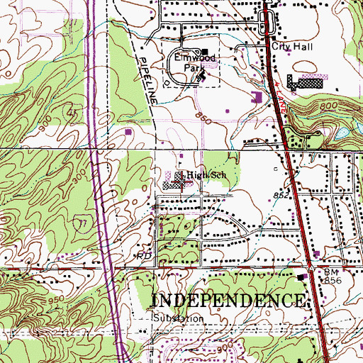 Topographic Map of Independence High School, OH
