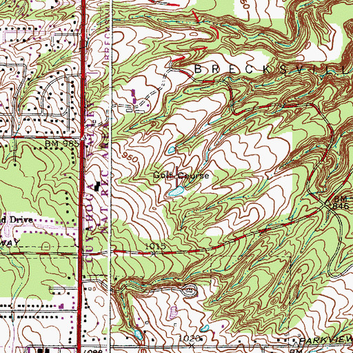 Topographic Map of Sleepy Hollow Golf Course, OH