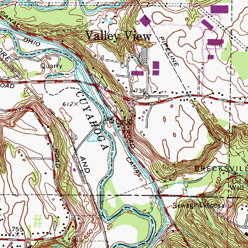Topographic Map of Alexander, OH
