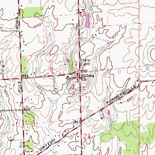 Topographic Map of Slifer Cemetery, OH