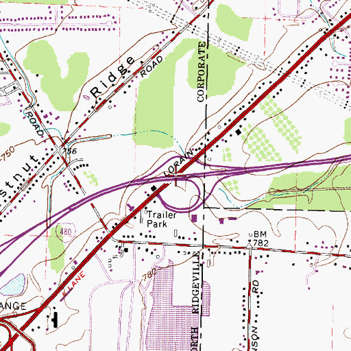 Topographic Map of Interchange 1, OH