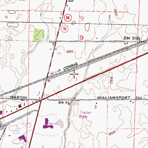 Topographic Map of Claridon Prairie, OH