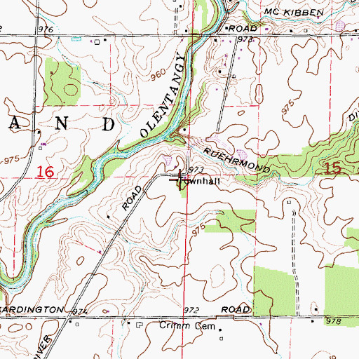 Topographic Map of Richland Township Hall, OH