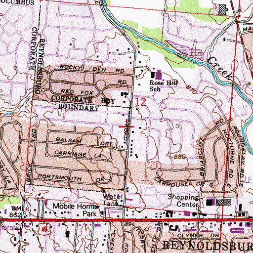 Topographic Map of Rose Hill Church of God, OH