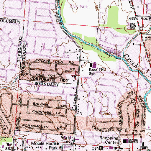 Topographic Map of Reynoldsburg Baptist Church, OH
