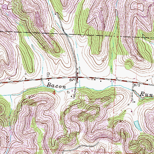 Topographic Map of Bacon, OH