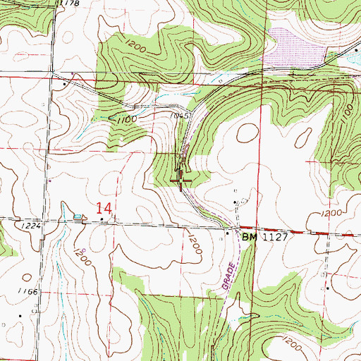 Topographic Map of Baddow Pass (historical), OH