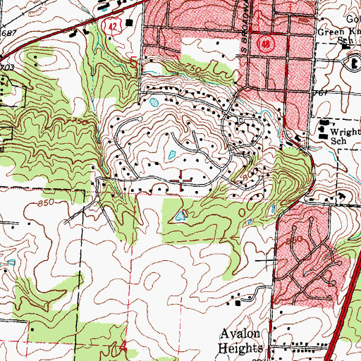 Topographic Map of Avalon Heights, OH