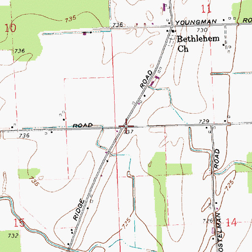 Topographic Map of Adams Ridge, OH